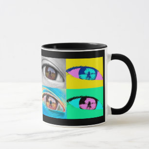 eye photographs and pop art style mug