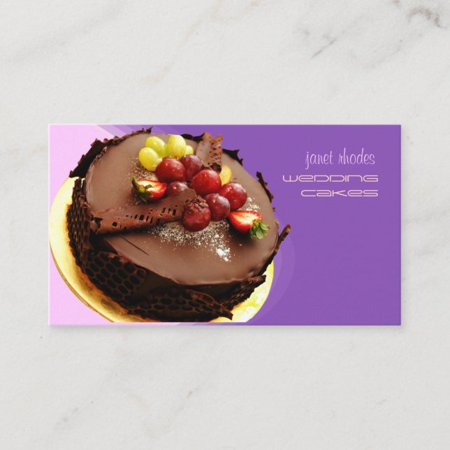 Eye popping chocolate cake, bakers business cards (Front)
