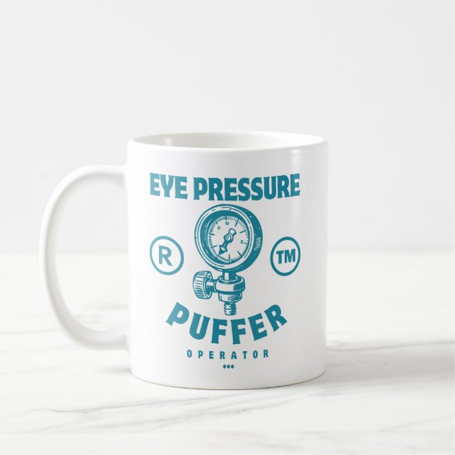 Eye pressure puffer operator coffee mug (Left)