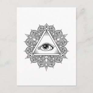 Eye Pyramid Symbol Doodle Postcard
