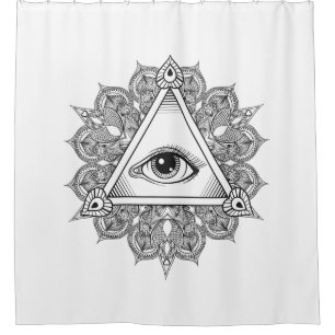 Eye Pyramid Symbol Doodle Shower Curtain
