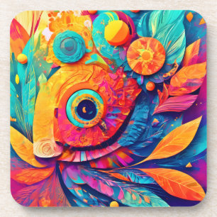 Eye-Shaped Leaf Close-Up Coaster