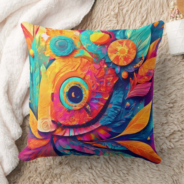 Eye-Shaped Leaf Close-Up Cushion (Blanket)