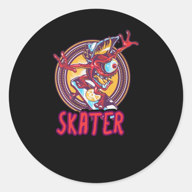 Eye Skater Classic Round Sticker (Front)