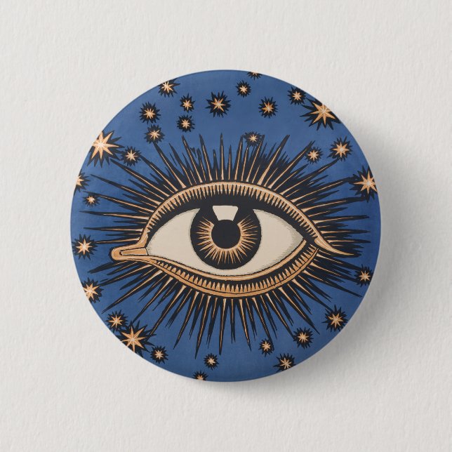 Eye Stars Moon Celestial Nouveau 6 Cm Round Badge (Front)