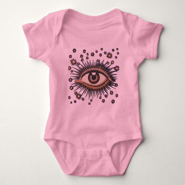 Eye Stars Moon Celestial Nouveau Baby Bodysuit (Front)