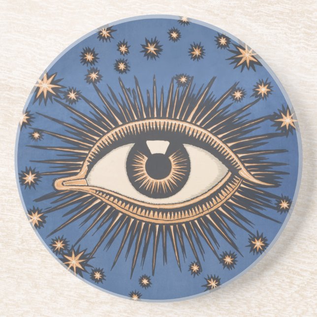 Eye Stars Moon Celestial Nouveau Coaster (Front)