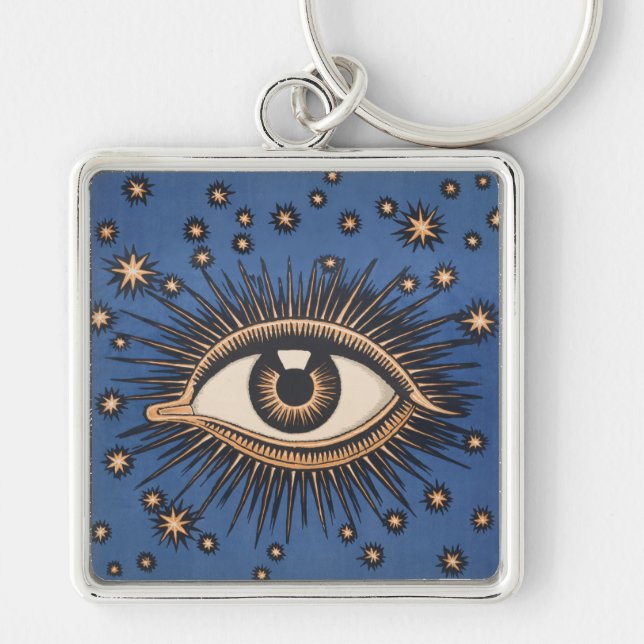 Eye Stars Moon Celestial Nouveau Key Ring (Front)