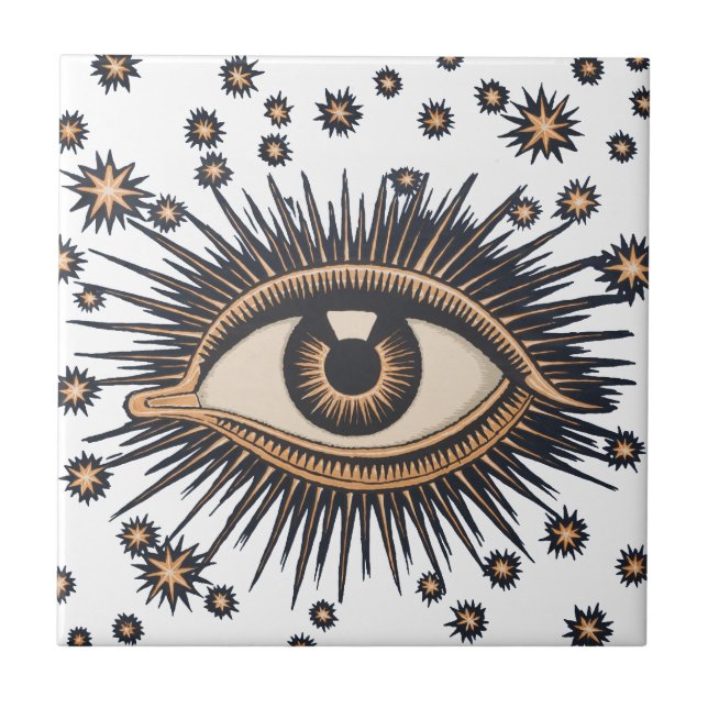 Eye Stars Moon Celestial Nouveau Tile (Front)