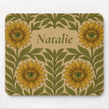 Eye Sunflower Vintage Floral Custom Name Mousepad