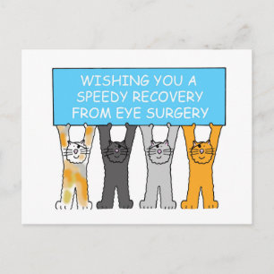 Eye Surgery Speedy Recovery Cartoon Cats Postcard