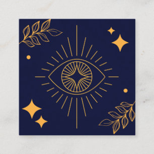 Eye Tarot Lashes Navy Blue & Gold Square Business Card