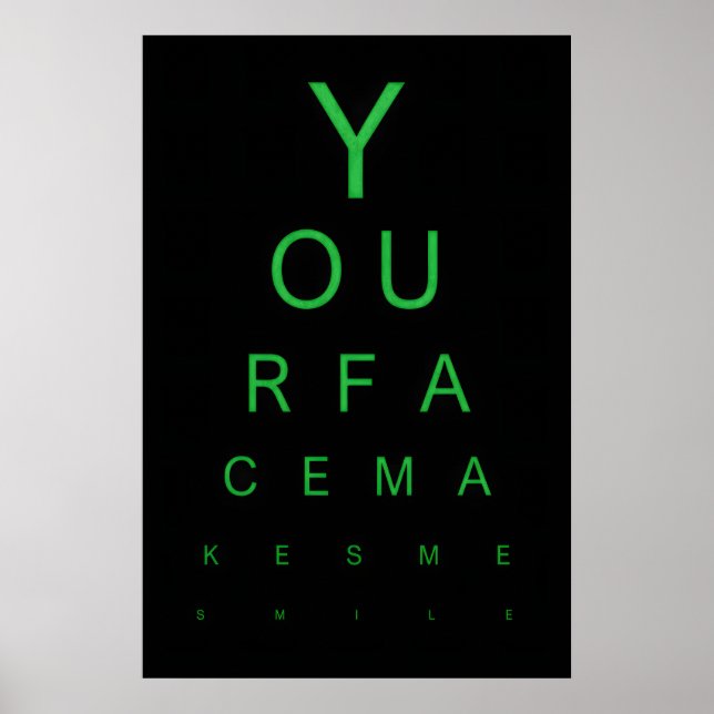 Eye Test Art Print Your Face Makes Me Smile, Funny (Front)