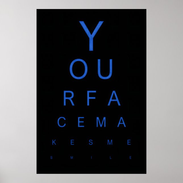 Eye Test Art Print Your Face Makes Me Smile, Funny (Front)