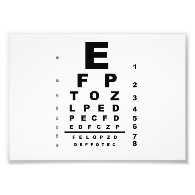 Eye Test Chart Exam Photo Print (Front)