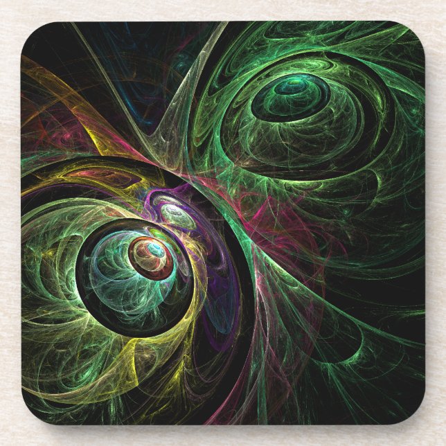 Eye to Eye Abstract Art Cork Coaster (Front)