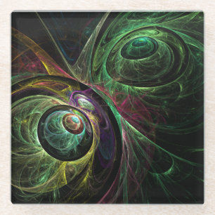 Eye to Eye Abstract Art Glass Coaster