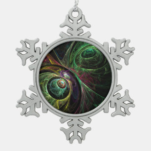 Eye to Eye Abstract Art Snowflake Pewter Christmas Ornament
