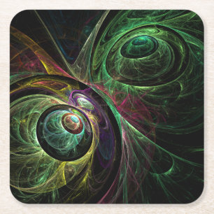 Eye to Eye Abstract Art Square Paper Coaster