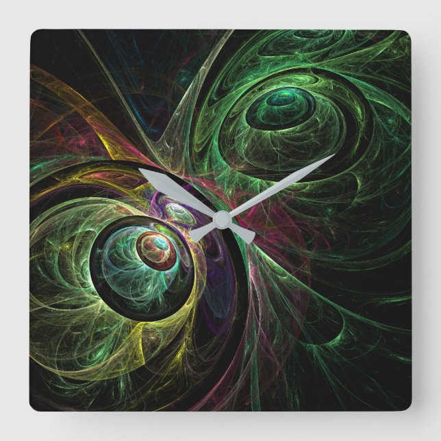 Eye to Eye Abstract Art Square Wall Clock (Front)
