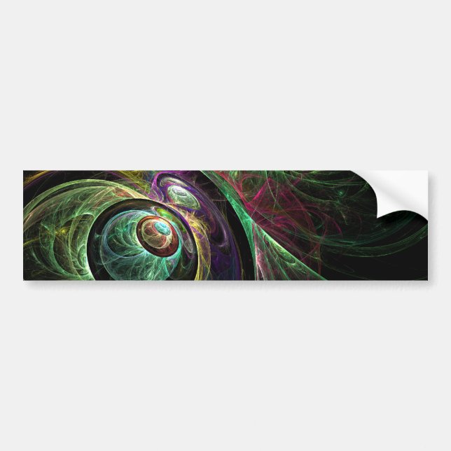 Eye to Eye Modern Fractal Green Gold Abstract Art  Bumper Sticker (Front)