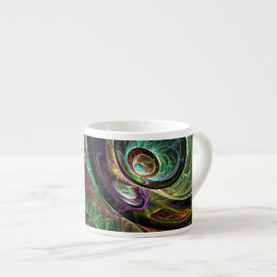 Eye to Eye Modern Fractal Green Gold Abstract Art  Espresso Cup