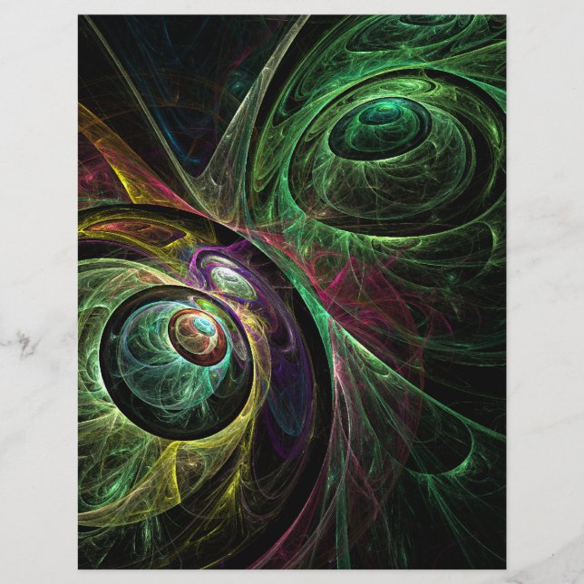 Eye to Eye Modern Fractal Green Gold Abstract Art  Flyer (Front)