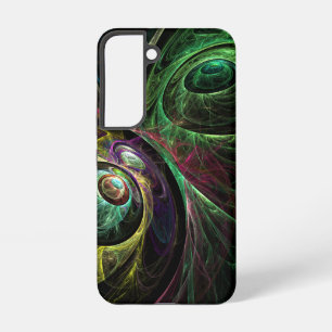 Eye to Eye Modern Fractal Green Gold Abstract Art Samsung Galaxy Case