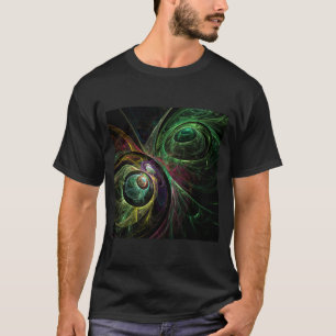 Eye to Eye Modern Fractal Green Gold Abstract Art T-Shirt