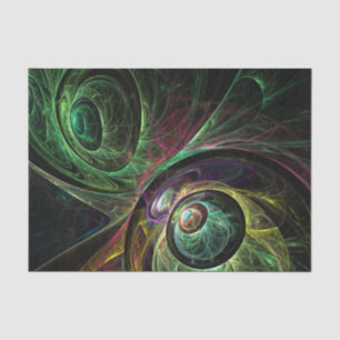 Eye to Eye Modern Fractal Green Gold Abstract Art Tissue Paper