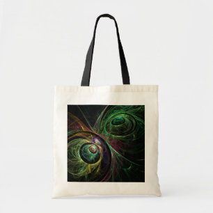 Eye to Eye Modern Fractal Green Gold Abstract Art  Tote Bag