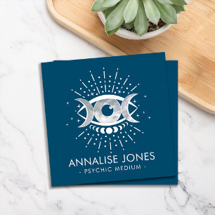 Eye - Triple Moon - White and Pearl Square Business Card