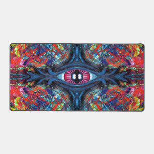 Eye Twisted and Trippy Painting blue Desk Mat