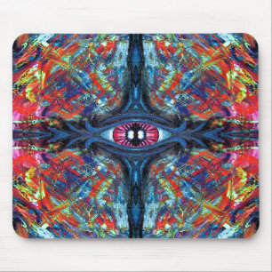 Eye Twisted and Trippy Painting blue Mouse Pad