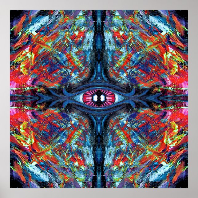 Eye Twisted and Trippy Painting blue Poster (Front)