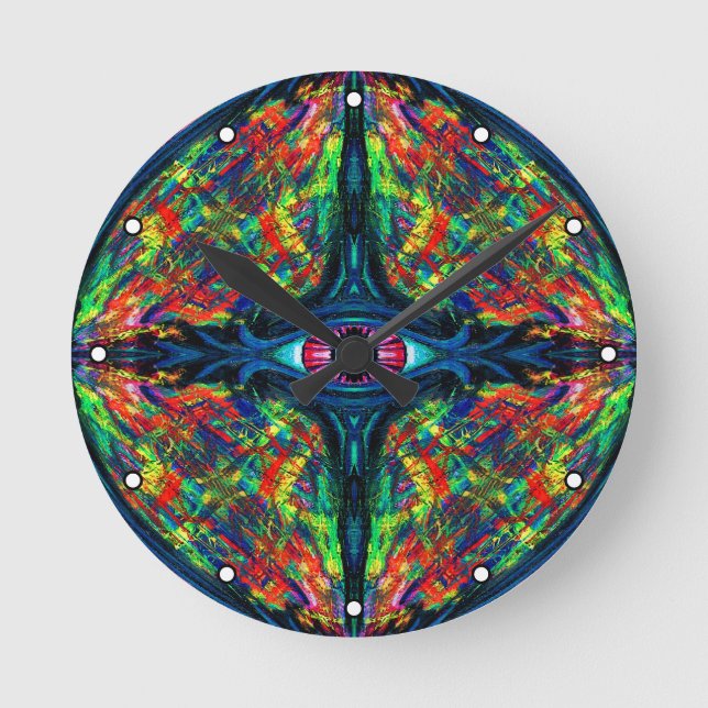 Eye Twisted and Trippy Painting with Dots Round Clock (Front)
