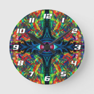 Eye Twisted and Trippy Painting with Numbers Round Clock