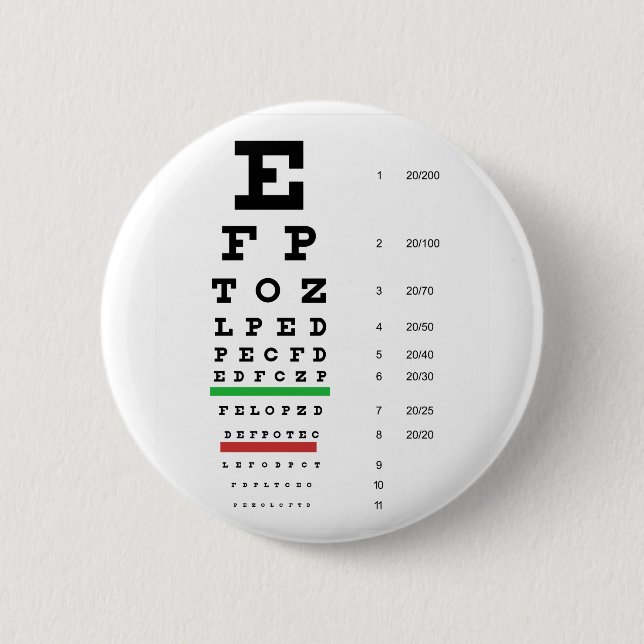 eye vision chart of Snellen for opthalmologist 6 Cm Round Badge (Front)