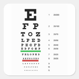 eye vision chart of Snellen for opthalmologist Square Sticker