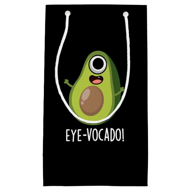 Eye-vocado Funny Avocado Pun Dark BG Small Gift Bag (Front)