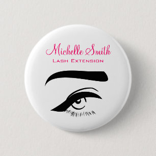 Eye with eyeliner lash extension branding 6 cm round badge