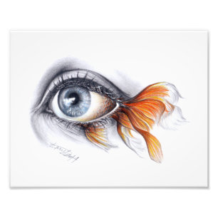 Eye with fish tail Surreal drawing art Photo Print