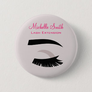 Eye with long lashes lash extension branding 6 cm round badge