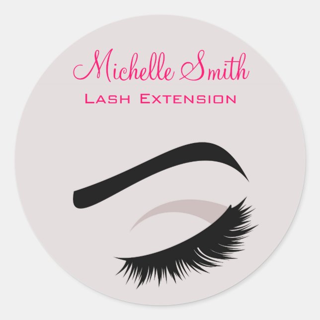 Eye with long lashes lash extension branding classic round sticker (Front)