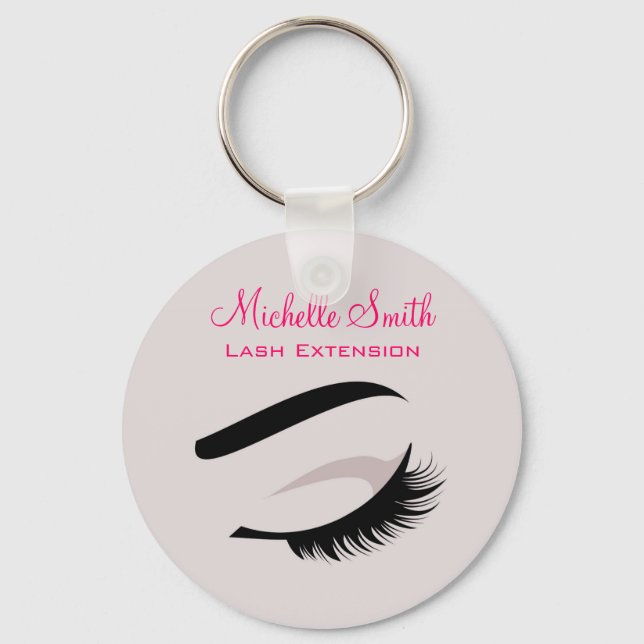 Eye with long lashes lash extension branding key ring (Front)
