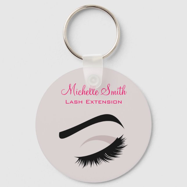 Eye with long lashes lash extension branding key ring (Front)