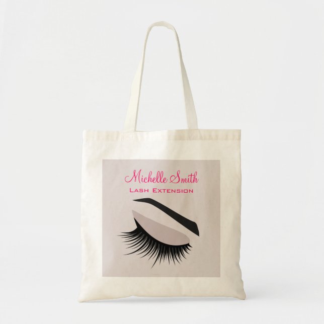 Eye with long lashes lash extension branding tote bag (Front)