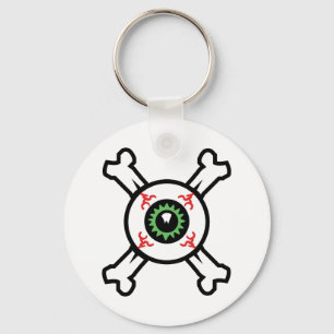 Eyeball and Crossbones for light backgrounds Key Ring