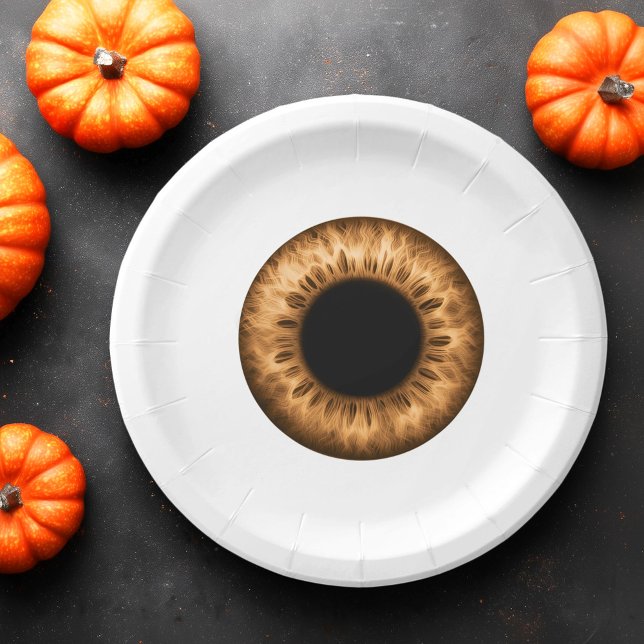 Eyeball brown iris eye funny prank joke Halloween Paper Plate (Eyeball brown iris eye funny prank joke Halloween Paper Plates)