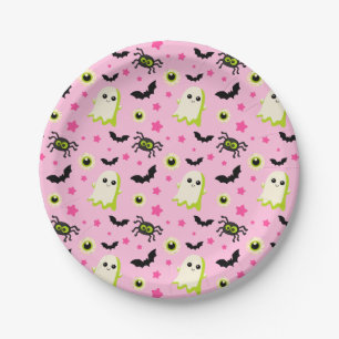 Eyeball Ghost Bat Spooky Pattern Halloween Party  Paper Plate